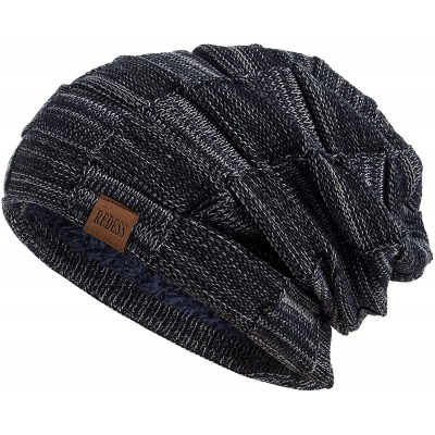 Skullies & Beanies Beanie Hat for Men and Women Winter Warm Hats Knit Slouchy Thick Skull Cap - 1 Navy - CF187GQXE65 $24.00