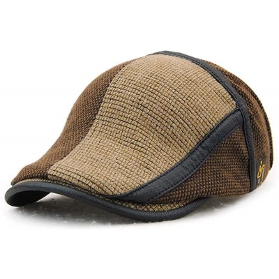 Newsboy Caps Men's Beret Hat Knitted Woollen Casquette Flat Visor Newsboy Peak Cap - Coffee - C9186AA0MW2 $13.22
