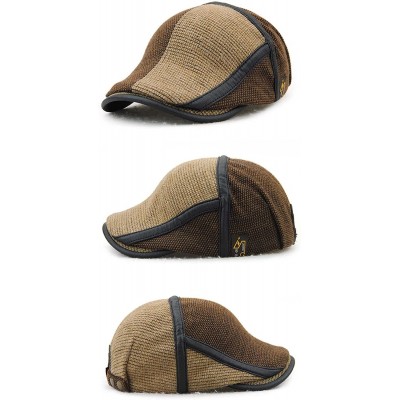 Newsboy Caps Men's Beret Hat Knitted Woollen Casquette Flat Visor Newsboy Peak Cap - Coffee - C9186AA0MW2 $13.22