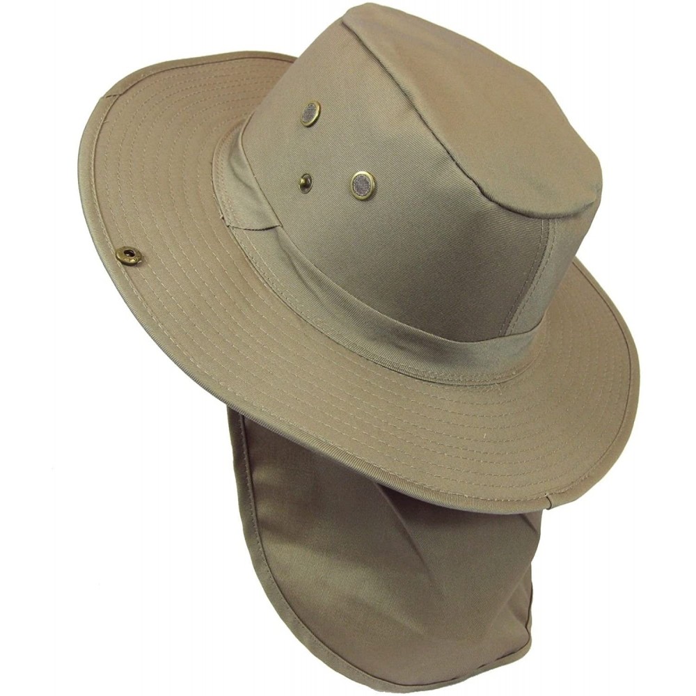 Sun Hats Boonie Bucket Hat Neck Flap Tactical Wide Brim Outdoor Military - Khaki/Beige - CG18CODG6TX $12.15