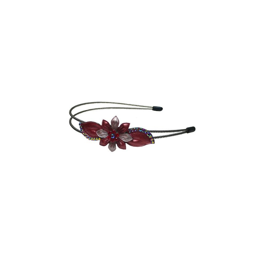 Headbands Crystal Flower Headband Rose Red Hair Band YY86801-6roseRed - rose red - CN11JVLVNQ1 $10.17