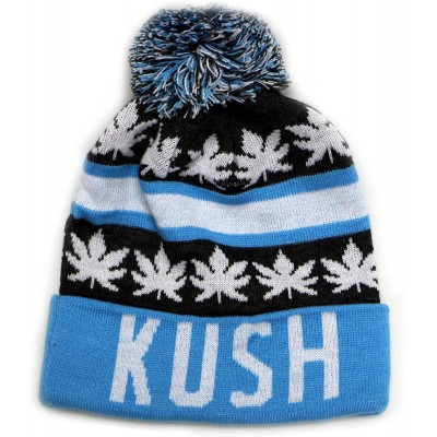 Skullies & Beanies Sk1160 Kush Leaves Pom Pom Beanie Hats - Dark Gray/Teal - C412MY7BY3H $12.69