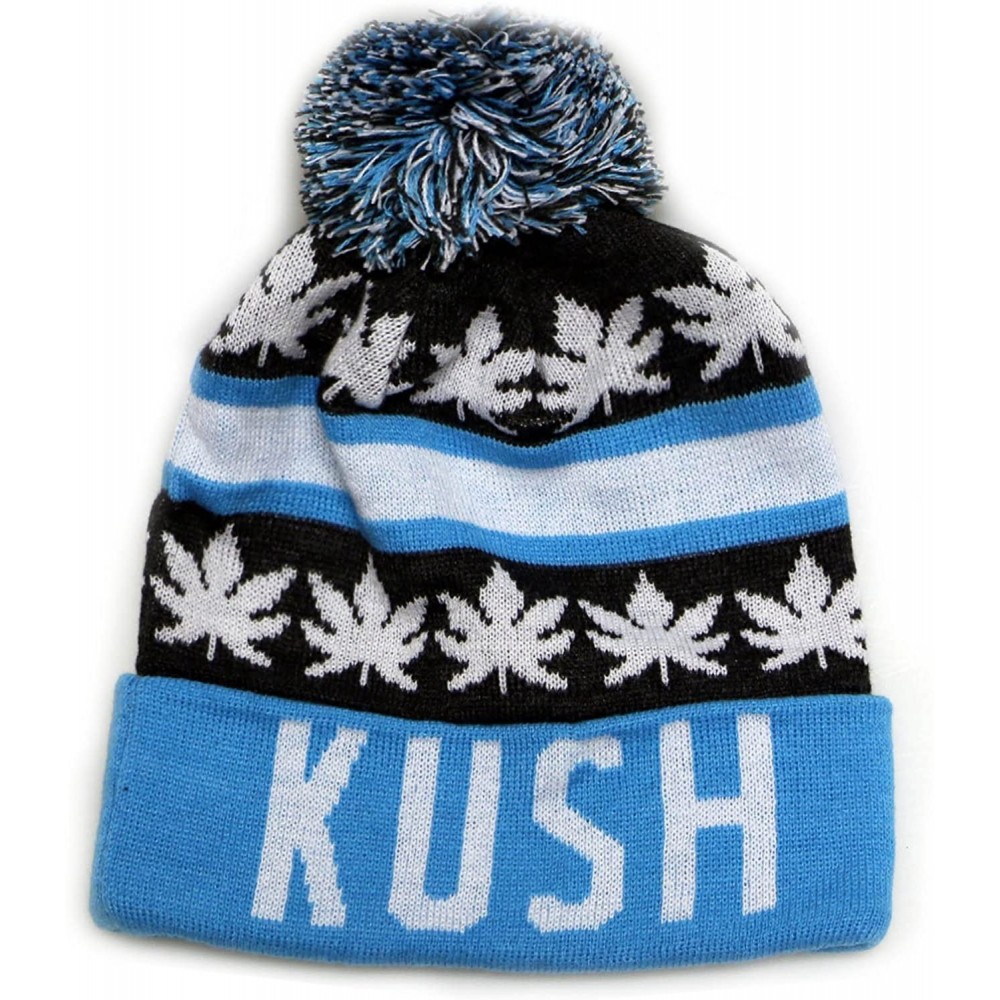 Skullies & Beanies Sk1160 Kush Leaves Pom Pom Beanie Hats - Dark Gray/Teal - C412MY7BY3H $12.69