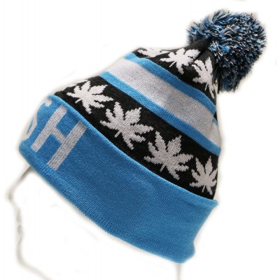 Skullies & Beanies Sk1160 Kush Leaves Pom Pom Beanie Hats - Dark Gray/Teal - C412MY7BY3H $12.69