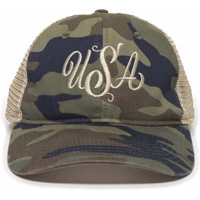 Baseball Caps USA Embroidered Snapback Hat - Adjustable Mesh Back Baseball Cap for Women - Camo - CM18WA2NQQD $14.17