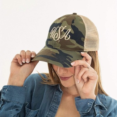 Baseball Caps USA Embroidered Snapback Hat - Adjustable Mesh Back Baseball Cap for Women - Camo - CM18WA2NQQD $14.17