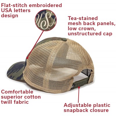 Baseball Caps USA Embroidered Snapback Hat - Adjustable Mesh Back Baseball Cap for Women - Camo - CM18WA2NQQD $14.17
