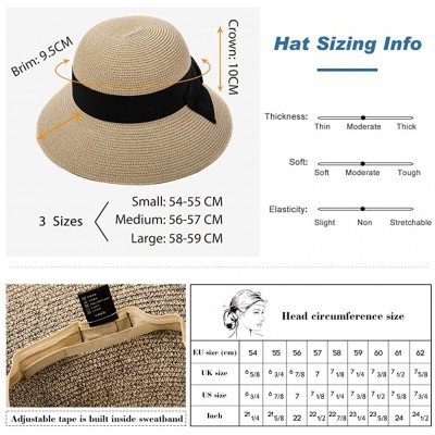 Sun Hats Packable Sun Hat for Women Beach Uv SPF Straw Fedora Floppy Panama String 55-57cm - Beige_69087 - CM18G2RNZLN $17.66