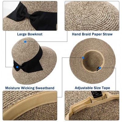 Sun Hats Packable Sun Hat for Women Beach Uv SPF Straw Fedora Floppy Panama String 55-57cm - Beige_69087 - CM18G2RNZLN $17.66