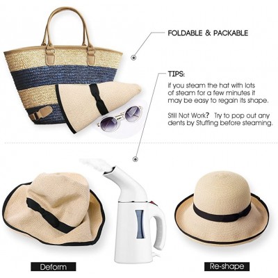 Sun Hats Packable Sun Hat for Women Beach Uv SPF Straw Fedora Floppy Panama String 55-57cm - Beige_69087 - CM18G2RNZLN $17.66