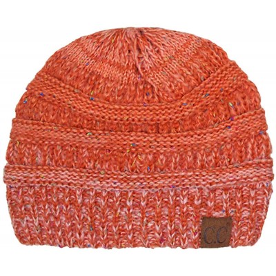 Skullies & Beanies Women's Trendy Four Tone Multi Color Ribbed Cable Knit Beanie - Orange - CE12LH5D3DJ $10.87