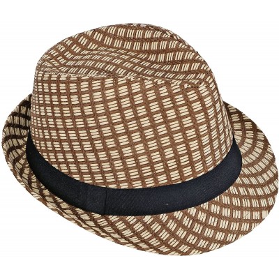 Fedoras Men/Women's Summer 2 Tone Colored Trilby Straw Fedora Hat - Brown - CU1843RGES4 $16.01