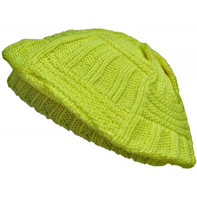 Berets Slouchy Knit Ivy Beret Hat - Yellow - CO11GQUVU81 $23.41