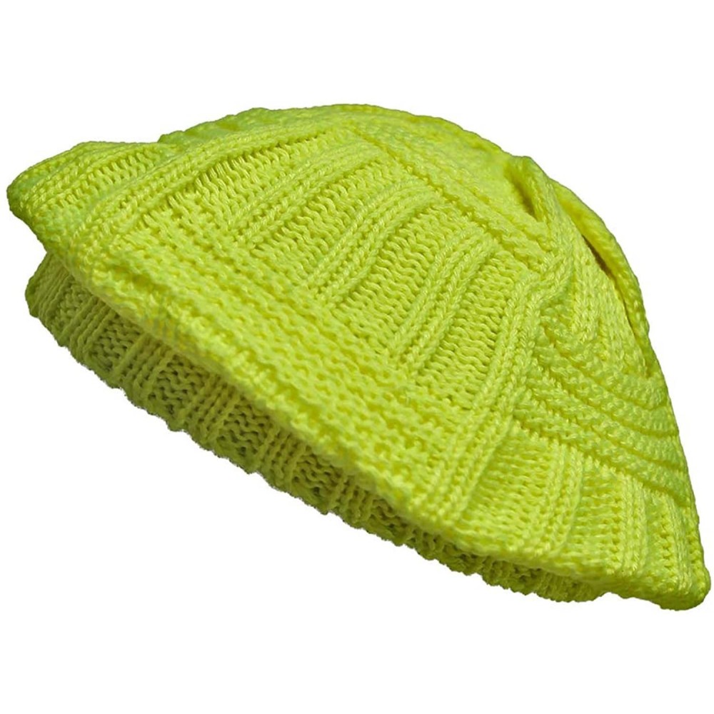 Berets Slouchy Knit Ivy Beret Hat - Yellow - CO11GQUVU81 $13.11