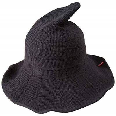 Bucket Hats Women Foldable Cotton Halloween Witch Hat Costume Anti-UV Ball Cap - Navy - C718I44UY8E $11.43
