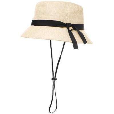 Sun Hats Packable UPF Straw Sunhat Women Summer Beach Wide Brim Fedora Travel Hat 54-59CM - 00705_beige - C818RL7874T $18.22