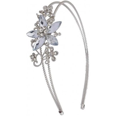 Headbands Silvertone Crystal and Pave Stone Bridal Vine Flower Headband - CA12HL7HDVP $8.06