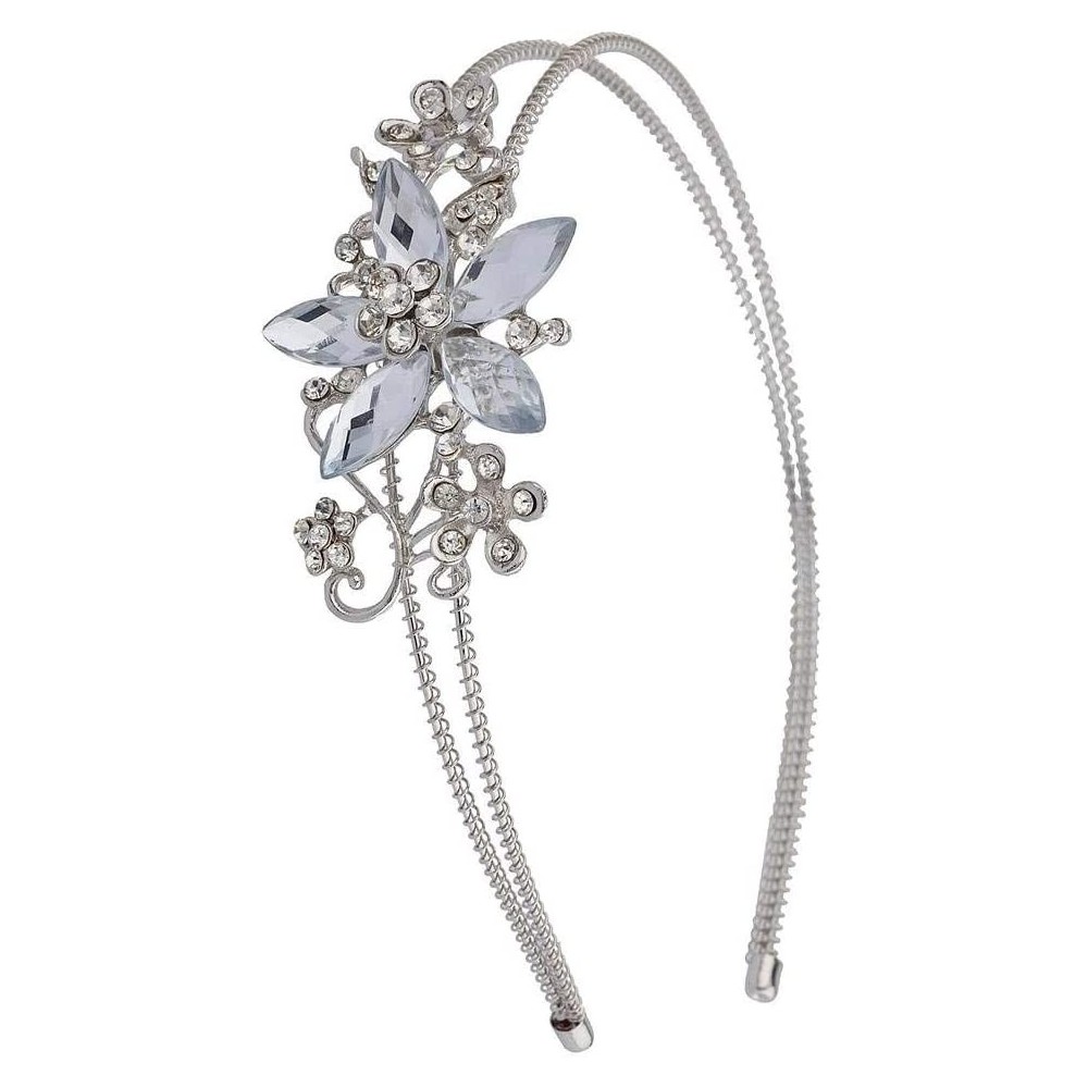 Headbands Silvertone Crystal and Pave Stone Bridal Vine Flower Headband - CA12HL7HDVP $8.06