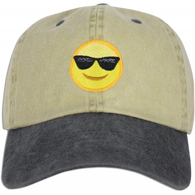 Baseball Caps Emoji Happy Face Sunglasses Cap Hat Dad Adjustable Polo Style Unconstructed - Khaki / Black - CE187LQWZO3 $13.67