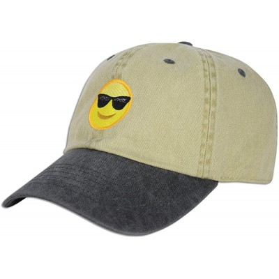 Baseball Caps Emoji Happy Face Sunglasses Cap Hat Dad Adjustable Polo Style Unconstructed - Khaki / Black - CE187LQWZO3 $13.67