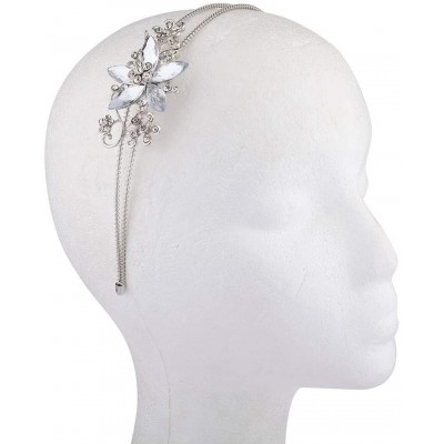 Headbands Silvertone Crystal and Pave Stone Bridal Vine Flower Headband - CA12HL7HDVP $8.06