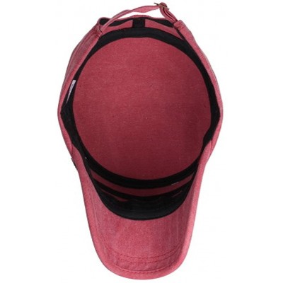 Baseball Caps Solid Brim Flat Top Cap Army Cadet Classical Style Military Hat Peaked Cap - Wine Red - C817YHXE2OM $13.81