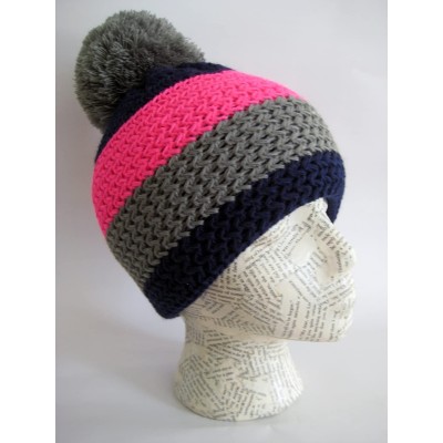 Skullies & Beanies Winter Ski Beanie Striped Fluorescent Hat M2013-5 - Pink - CA11ITS3U77 $17.53