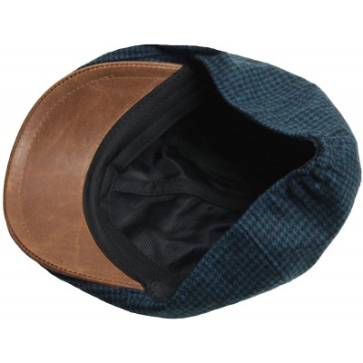 Baseball Caps Houndstooth Pattern Check Newsboy Cap Cabbie Flat Golf Gatsby Driving Hat - Blue - CW12C3ZS8KP $25.36