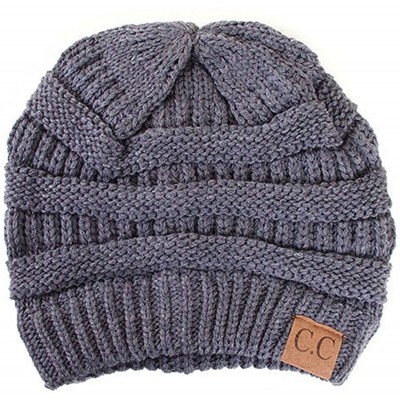 Skullies & Beanies Trendy Warm Chunky Soft Stretch Cable Knit Beanie Skull Cap Hat - Light Melange Grey - CW185R46OHS $19.47