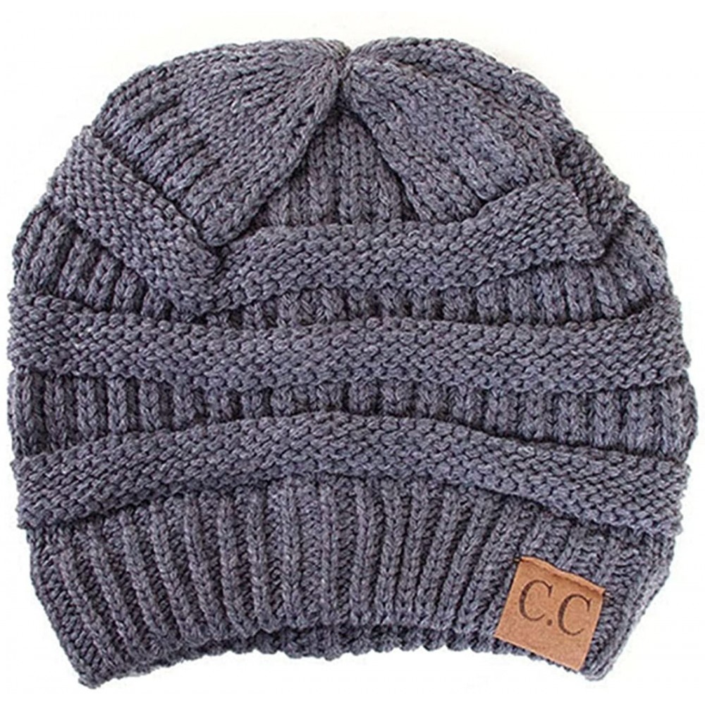 Skullies & Beanies Trendy Warm Chunky Soft Stretch Cable Knit Beanie Skull Cap Hat - Light Melange Grey - CW185R46OHS $10.00
