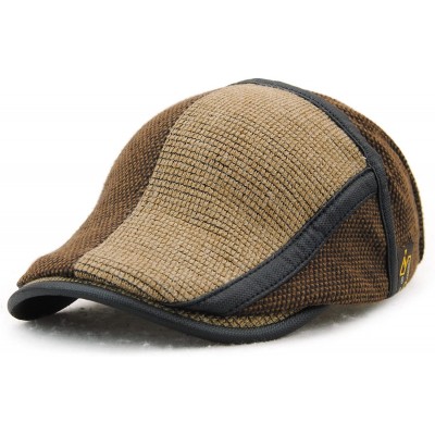 Newsboy Caps Men's Knitted Wool Duckbill Hat Warm Newsboy Flat Scally Cap - Coffee01 - CT12MYUATNI $12.82