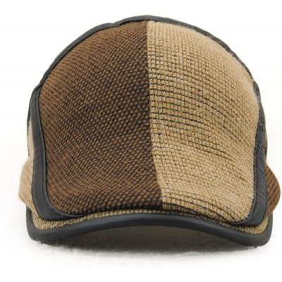 Newsboy Caps Men's Knitted Wool Duckbill Hat Warm Newsboy Flat Scally Cap - Coffee01 - CT12MYUATNI $12.82