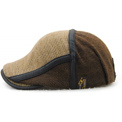 Newsboy Caps Men's Knitted Wool Duckbill Hat Warm Newsboy Flat Scally Cap - Coffee01 - CT12MYUATNI $12.82