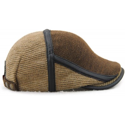 Newsboy Caps Men's Knitted Wool Duckbill Hat Warm Newsboy Flat Scally Cap - Coffee01 - CT12MYUATNI $12.82