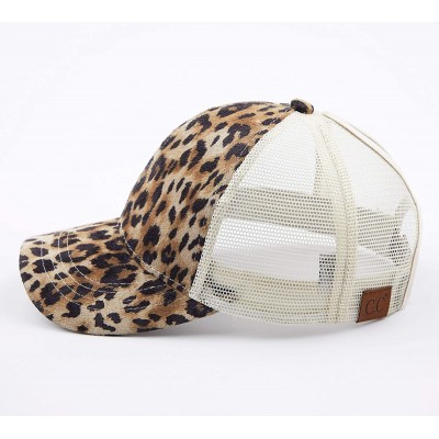 Baseball Caps Hatsandscarf Ponytail caps Messy Buns Trucker Plain Baseball Cap (BT-6) - Leopard Mesh - C618OZCCKCZ $15.10