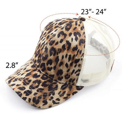 Baseball Caps Hatsandscarf Ponytail caps Messy Buns Trucker Plain Baseball Cap (BT-6) - Leopard Mesh - C618OZCCKCZ $15.10