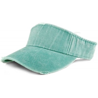 Visors Frayed Pigment Dyed Garment Washed Distressed Adjustable Visor Cap - Seafoam - C6186OSSALN $19.88