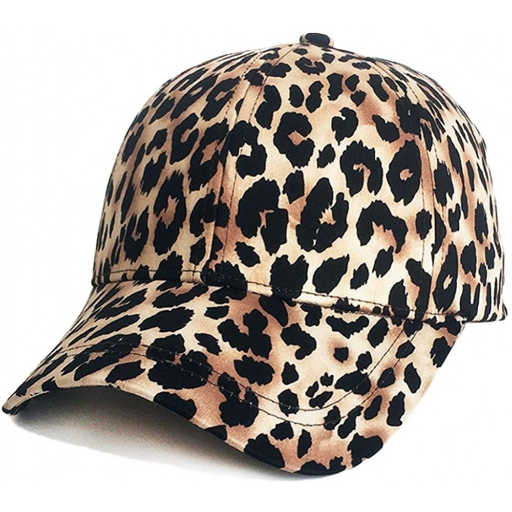 Baseball Caps Womens Girls Leopard Print Baseball Trucker Sport Golf Ponytail Pony Sun Hat Cap - Bbwzong - CS18G0WT5I7 $10.78