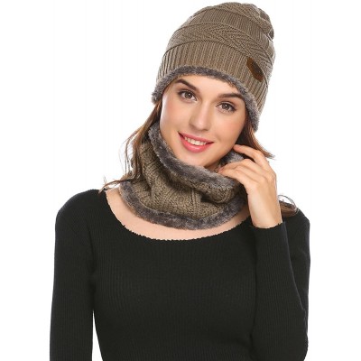 Skullies & Beanies Winter Women Men Hat- Fashion Fleece Beanie Hat- Knitted Warm Cap - Khaki - CW192SMG2W3 $9.22