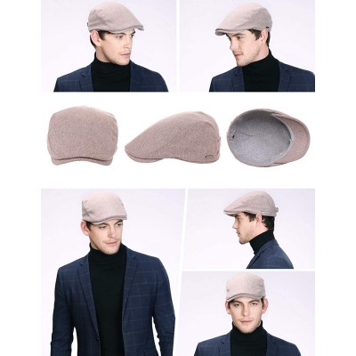 Newsboy Caps 2019 New Mens Winter Wool Newsboy Cap Adjustable Cold Weather Flat Cap Soft Lined - 00101_camel - CR18ALT0OX2 $1...