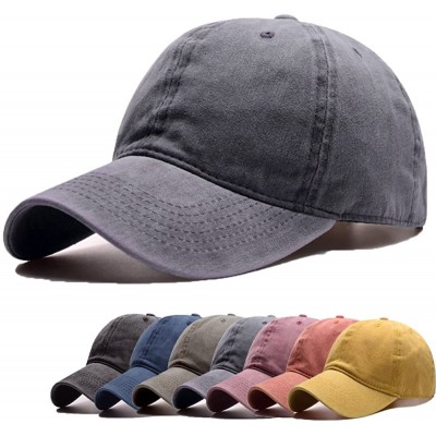 Baseball Caps Women Men Vintage Jeans Washed Distressed Baseball Cap Twill Adjustable Dad Hat - A-grey - CF18G24U5T0 $10.39