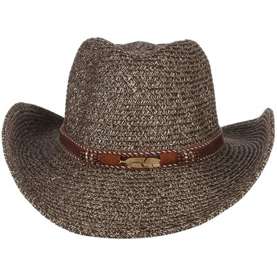 Cowboy Hats Western Outback Straw Cowboy Hat for Men Women PU Leather Band Cowgirl Roll Up Wide Brim Hat - Coffee - CZ18QEG8A...