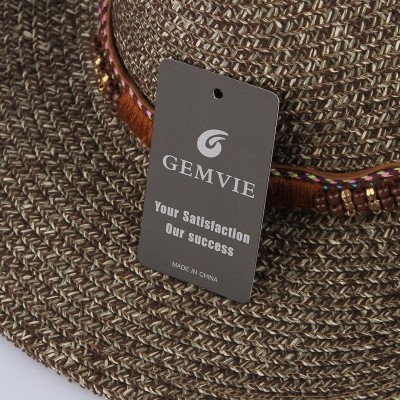 Cowboy Hats Western Outback Straw Cowboy Hat for Men Women PU Leather Band Cowgirl Roll Up Wide Brim Hat - Coffee - CZ18QEG8A...