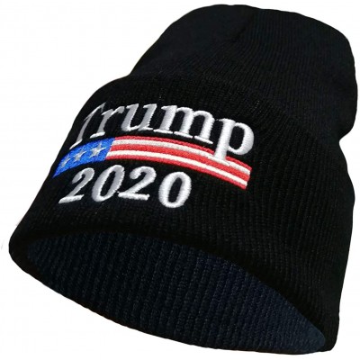 Skullies & Beanies Keep America Great 2020 Donald Trump Unisex Cuffed Plain Skull Knit Hat Cap - Black 001 - C318YQHI7O6 $10.09
