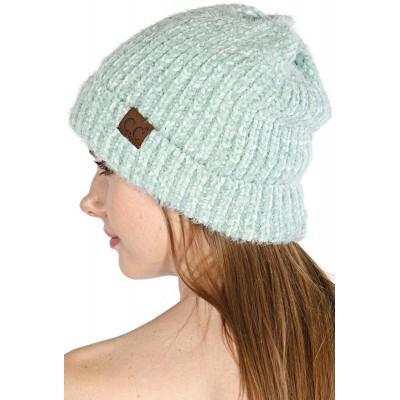 Skullies & Beanies Hand Knit Beanie Cap for Women- Soft Handmade Handknit Thick Cable Hat - Mint 25 - CD18QU4XHNN $12.57