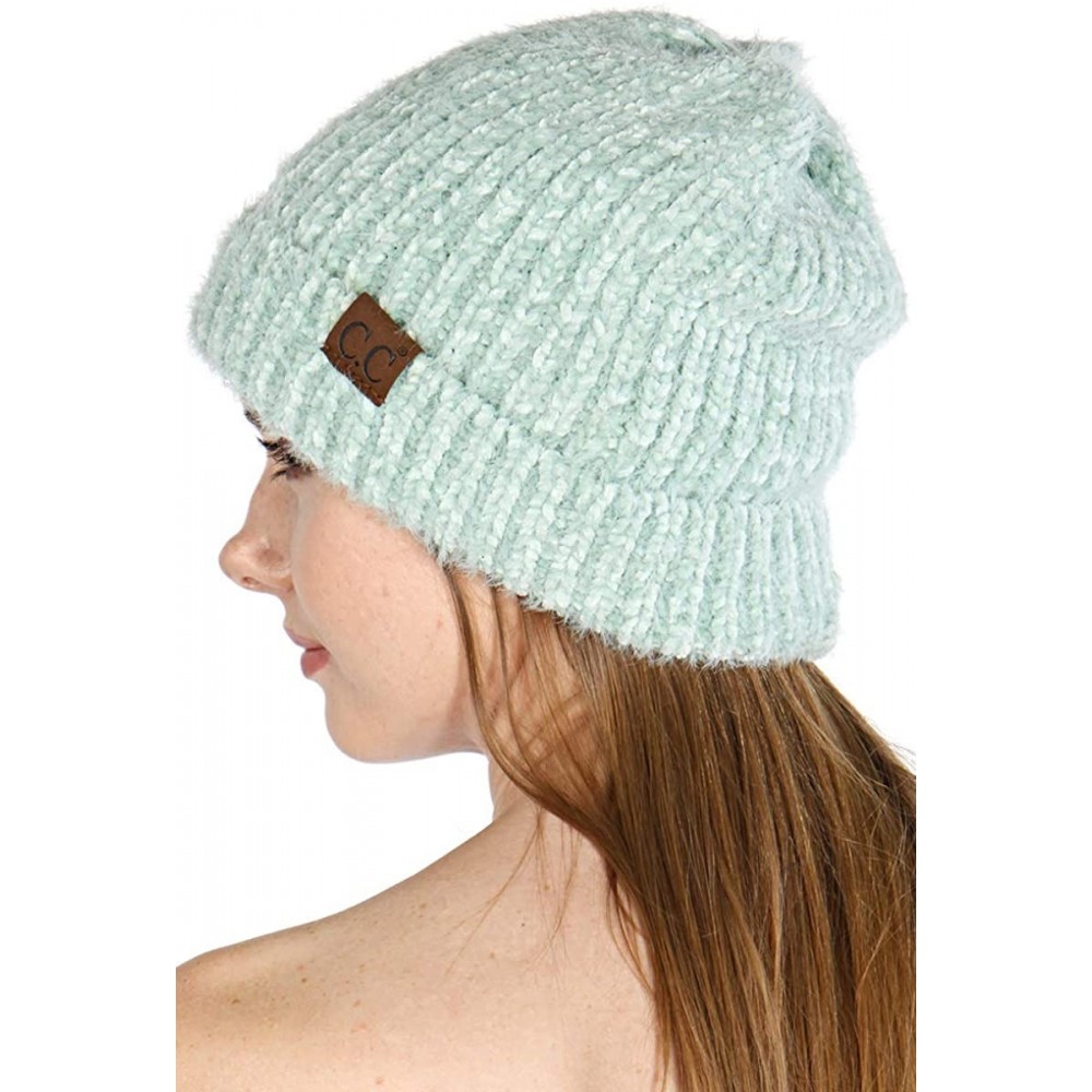 Skullies & Beanies Hand Knit Beanie Cap for Women- Soft Handmade Handknit Thick Cable Hat - Mint 25 - CD18QU4XHNN $12.57