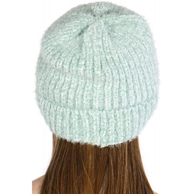 Skullies & Beanies Hand Knit Beanie Cap for Women- Soft Handmade Handknit Thick Cable Hat - Mint 25 - CD18QU4XHNN $12.57