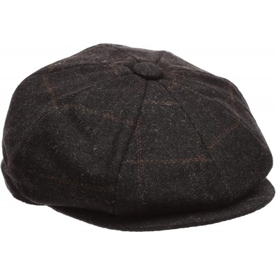 Newsboy Caps Men's Premium 100% Wool 8Panels Plaid Herringbone Newsboy Hat with Socks. - 2316-black - C112MAM1GU3 $19.35