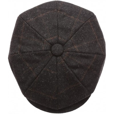 Newsboy Caps Men's Premium 100% Wool 8Panels Plaid Herringbone Newsboy Hat with Socks. - 2316-black - C112MAM1GU3 $19.35