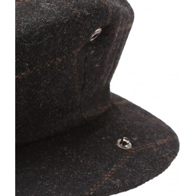 Newsboy Caps Men's Premium 100% Wool 8Panels Plaid Herringbone Newsboy Hat with Socks. - 2316-black - C112MAM1GU3 $19.35